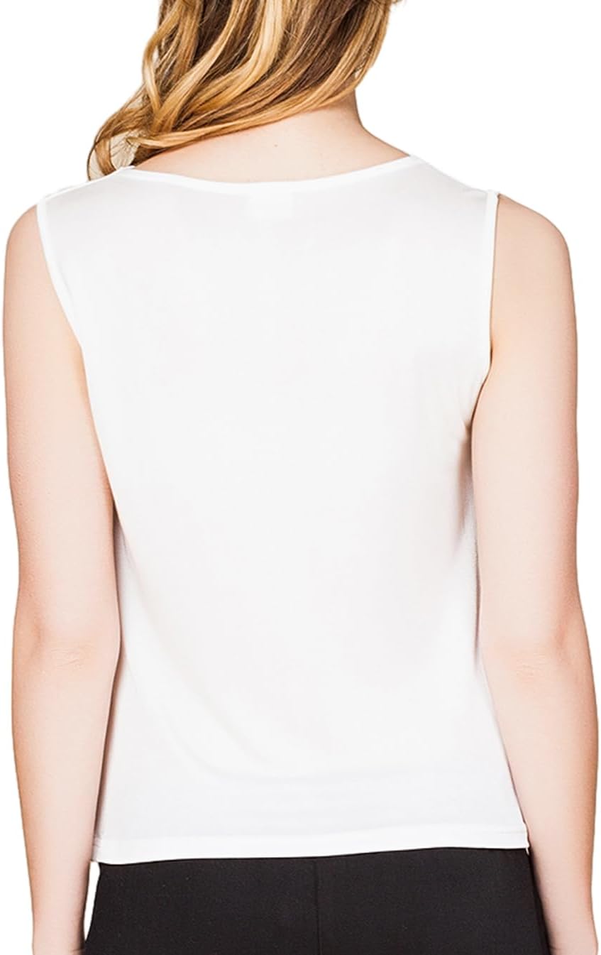 Womens Mulberry Silk Tank Top/Sleeveless Cowl Neck Pure Silk Blouse Tops|Summer Real Silk Tank T-Shirt - Image 5
