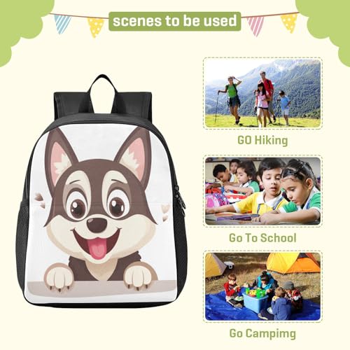RunningBear Happy Husky Puppy Dog White Kids Backpack for Boys Girls Lightweight Daypack for Students Elementary3