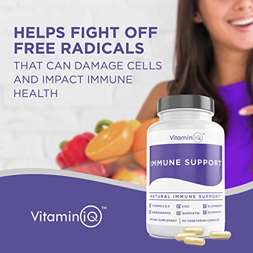 Immune Support Supplement With Vitamin C And Zinc, Sambucus Elderberry, Vitamin D3, Glutathione, Echinacea Capsules - Natural Immune Booster Herbal Supplements - Vegan, Gluten-Free (60Ct) Vitaminiq #TOP3