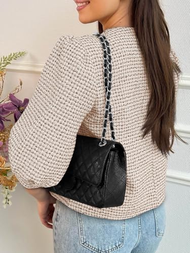 Cicy Bell Womens Cropped Tweed Blazers Puff Short Sleeve Crew Neck Button Business Casual Suit Jackets3