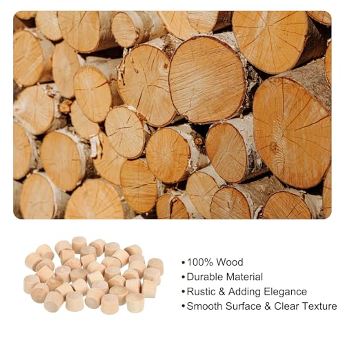 Image of uxcell 80Pcs Wood Button Plugs, 8.5mm /0.33 inch Flat Head Hardwood Screw Hole Plug Wooden Caps Buttons Wood Plug for Furniture Woodworking Craft Decor (10mm x 8.5mm)