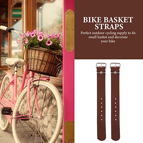 Besportble Bike Basket Replacement Strap Wicker Front Handlebar Basket Strap Vintage Cycling Basket Leather Straps Quick Release For Bike #TOP2
