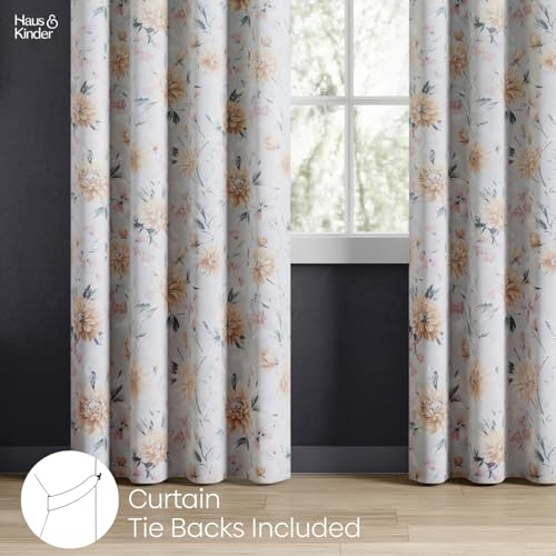 Image of haus & kinder Blackout Door Curtains 7 Feet Long Pack of 2 Door Curtains, 7 feet Curtains for Door, 70% Room Darkening (Amber Petals Printed, 114x213 CM)