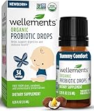 Wellements Organic Baby Probiotic Drops (0.25 Fl Oz) - Digestive & Immune Support for Infants - Toddler Probiotic Helps with Newborn+ Gut Health, Gas, Constipation & Colic Support - Preservative Free