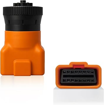 9 Pin J1939 Male to 16 Pin OBD2 Adapter, Heavy Duty Truck Diagnostic Scanner Connector, Compatible with Freightliner, Kenworth, Cummins, Volvo, Western Star & International TrucksOrange