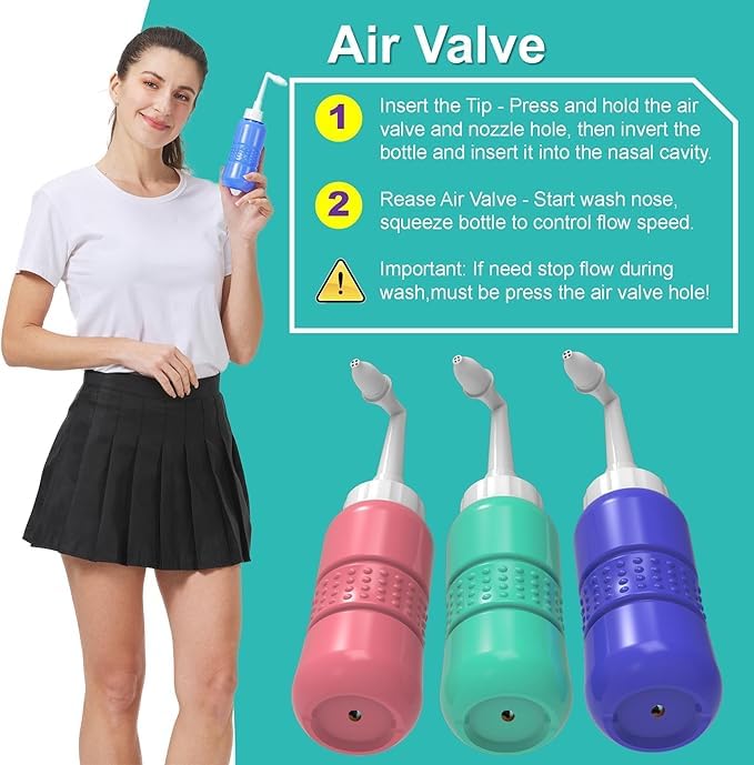Image of Wolfbeam Neti Pot Sinus Rinse Bottle Nose Wash Cleaner Pressure Rinse Nasal Irrigation for Adult & Kid BPA Free 500 ML (300G)