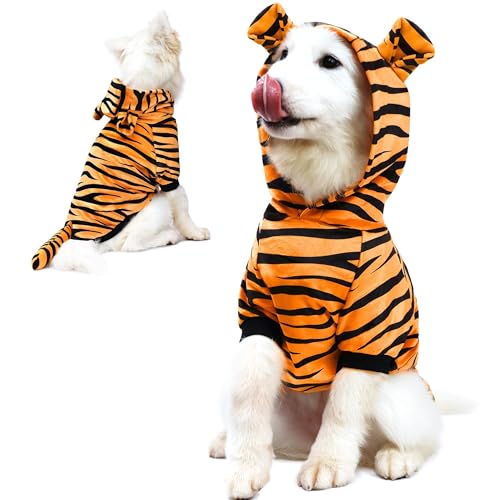 NACOCO Halloween Dog Tiger Costume-Pet Cosplay Clothes Cat Coat Hoodie Outfits Warm Winter Apparel for Dog Small and Medium Cat(M) - image 1