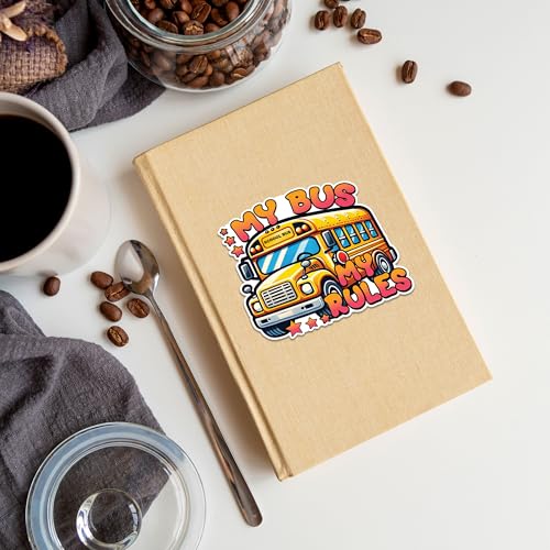 Image of School Bus Driver Sticker 8 Pcs (Large Size) Vinyl Stickers Laptop Waterproof Decal for Car Bumper Water Bottle Notebook Luggage Window Birthday Decorations - Size 4 Inches