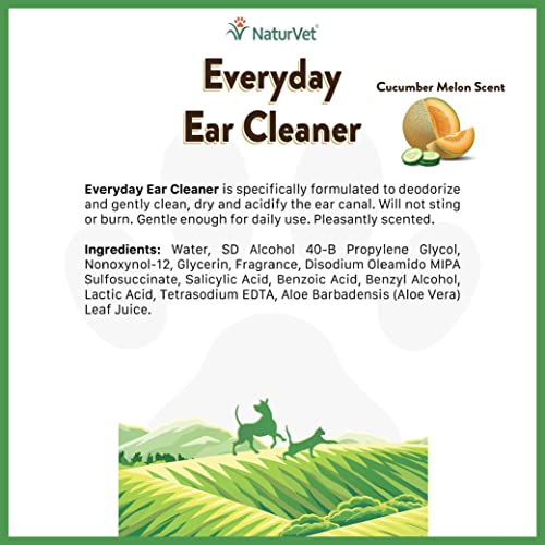 Image of NaturVet Everyday Ear Cleaner Solution with Cucumber Melon Scent for Dogs & Cats 8 oz