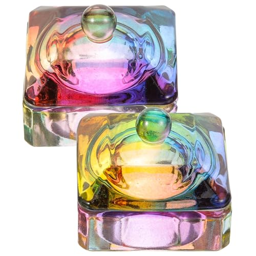 Juego 2 Piezas Copa de Cristal para Uñas con Tapa miniatura 2
