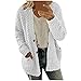 Lidiana Veste demi-saison pour femme - Veste à capuche en polaire - Veste d'hiver en peluche à capuche et cordon de serrage - Veste chaude en peluche - Manteau tendance, Ski16 - Blanc, L