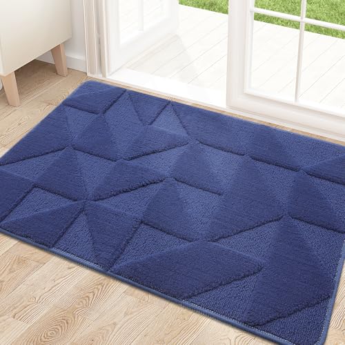 Image of OLANLY Door Mats Indoor, Non-Slip, Absorbent, Dirt Resist, Entrance Washable Mat, Low-Profile Inside Entry Doormat for Entryway (30x17 inches, Navy)