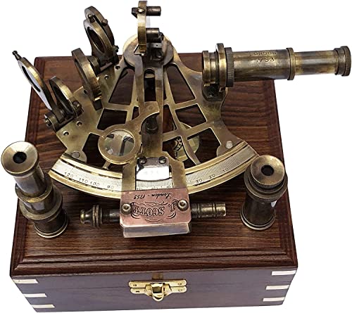 Antique Sextants J.Scott Nautical Brass Sextant Astrolabe Working Marine Sextant Vintage Brass Sextant Nautical Maritime Brass Sextant Box Gift