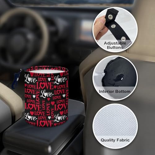 Image of Valentine's Day Car Trash Bag Hanging, Car Rubbish Bag Cute, Portable, Collapsible Back Seat, Floor, or Hanging Headrest Waste Basket Car Garbage Accessory