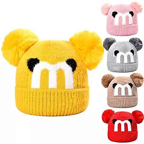 PinKit Boy's and Girl's Warm Winter Woolen Cap with Soft Pom-Pom (Suitable for Age 3-10 Years Old - Free Size) Color Red