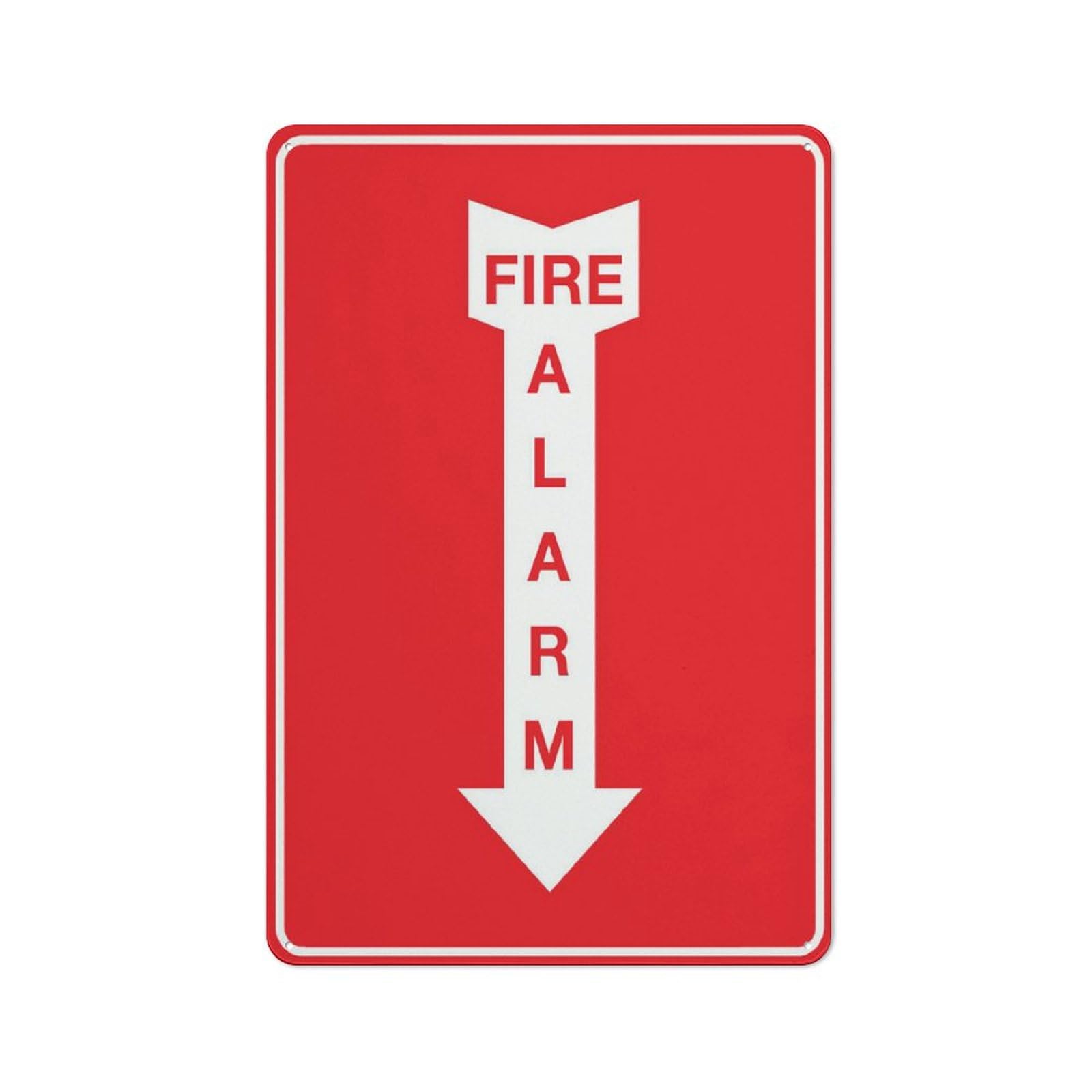 Fire Alarm Arrow Down Sign Funny Decor For House Door Office Business Yard,Metal Aluminum Rust Free Sign - 12" X 8", Pre-Drilled Holes, Weather Resistant