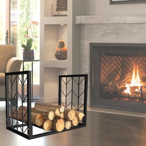 Iron Art - Estante para leña para chimeneas, contenedor apilable de madera resistente para un fácil almacenamiento y organización, ideal para fogatas y estufas.