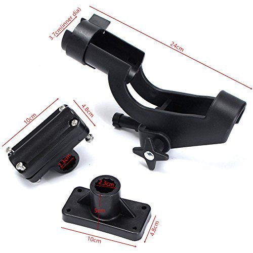 Hiumi Adjustable Rotatable Plastic Fishing Rod 3 Mount Rack Holder Bracket Boat Canoeing Rowing Mount Kit Kayak Side Rod Holder (1)