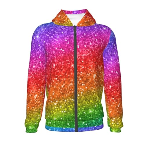 Colorful Glitter Kids Pullover Hoodies Boys Zip Up Sweatshirts Girls Athletic Clothes with Pocket2