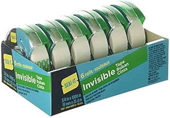 Seal-It Invisible Stationery Tape with Dispenser, Pack of 6