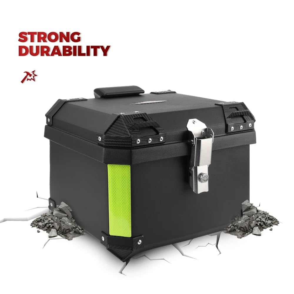 Genérico Top Case Moto Universal, Baúl de Moto Impermeable 45L / 57L, Caja Trasera de ABS Engrosado con Cerradura de Seguridad y Base de Montaje para Cascos, Equipaje Moto y Scooter (45L)