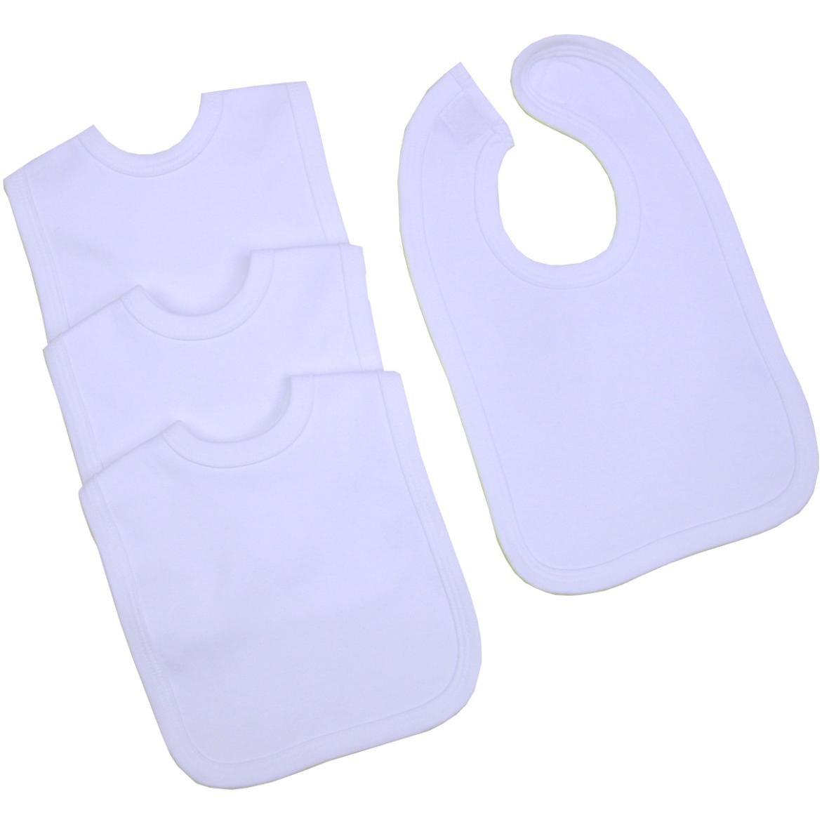 BabyPrem Pack 4 Large White Cotton Baby Dribble Bibs VELCRO® Brand Closure