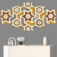 SIGNWIN 5 Panel Canvas Wall Art Modern Art Abstract Closeup Geometric Lights Mixed Media Modern Multicolor for Home Decorations Ready to Hang - 60