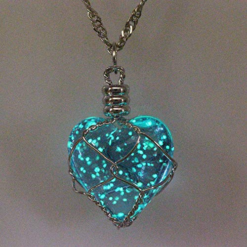 Glow Dark Crystal Heart Pendant Necklace