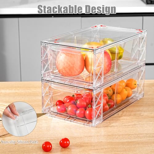Image of Clemate 8Pack Stackable Kitchen Storage Organizer,Pantry Organizers and Storage, Foods Organizer Bins, Fits Kitchen, Pantry, Cabinet, Closet, All Purpose Portable Household Containers