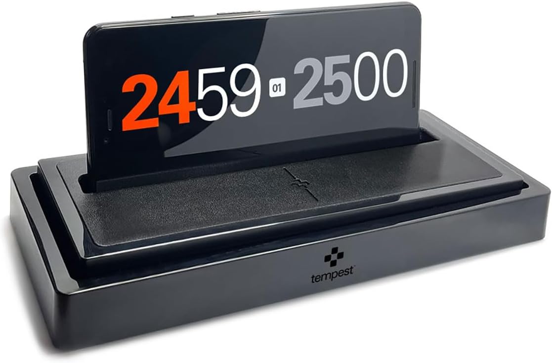 Tempest Chess Clock – Hybrid Phone Dock + App, Large Digital Display, Game Timer, Simple Touch Setup for Casual & Club Play (iOS & Android)