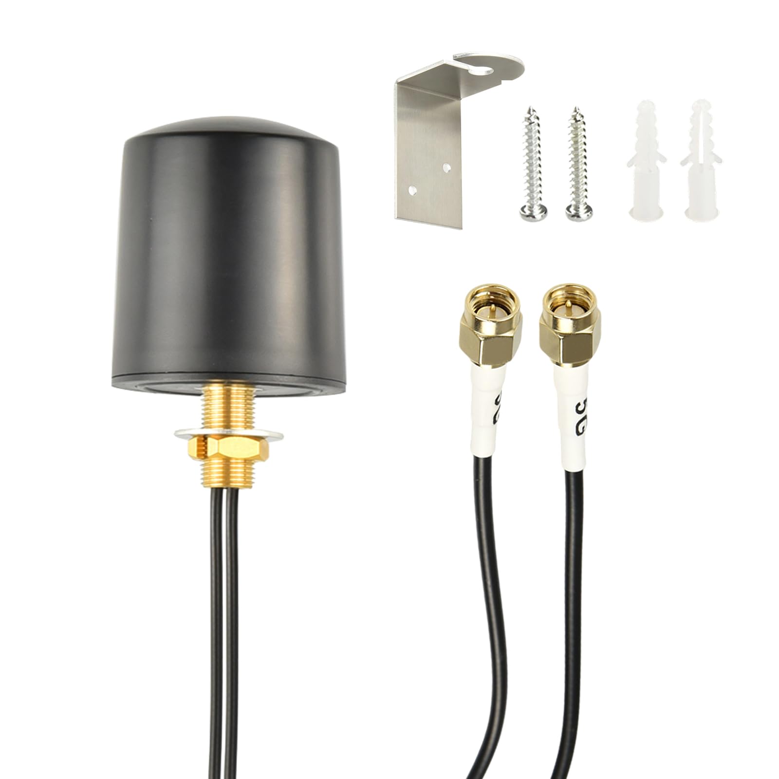 Antena exterior 4G 5G LTE de 600 – 6000 MHz MIMO 5G LTE antena externa omnidireccional 5 dBi con conector SMA dual de 5 m de baja pérdida BMR100 cable coaxial para enrutadores 4G/5G, WiFi, IoT