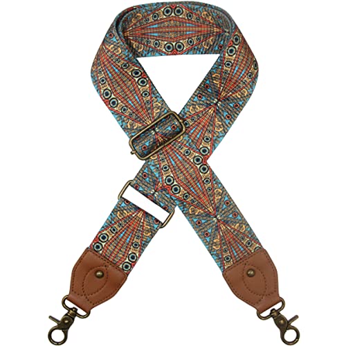 Image of Duwi Wide Purse Strap Multicolor Striped Guitar Style Strap Adjustable Canvas Crossbody Bag Strap