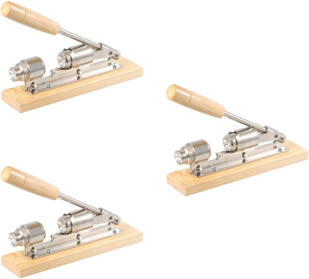 PRETYZOOM 3pcs Practical Walnut Opener Wooden Hand-press Nut Cracker Metal Nut Opener Easy to Use Non-slip for All Varieties