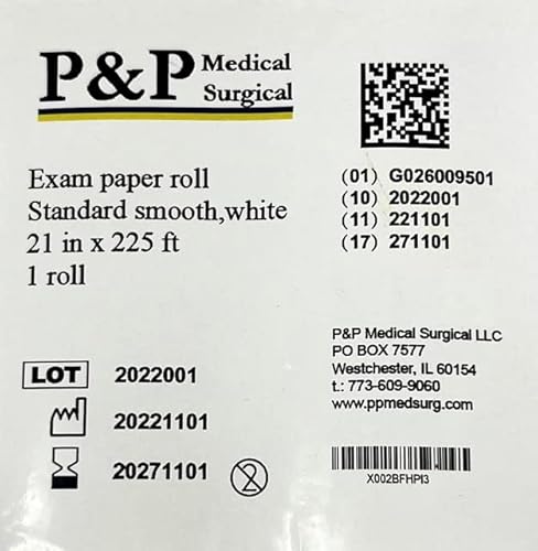 Disposable Medical Exam Table Paper Standard Crepe White With Smooth Finish Moisture Resistant 21" X 225' Premium Lightweight And Comfortable By P&P Medical Surgical Pack Of 1 Roll #TOP3