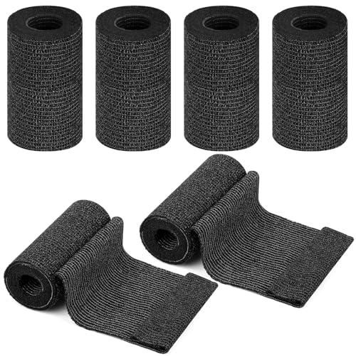BUTBU 6 Rollos Venda Cohesiva, 10CM*4.5M Banda Venda Cinta Bendaje Adhesiva, Tape Crossfit, Esparadrapo Deportivo, Ven-Da Elastica Adhesivap para Muñeca Dedos Lesiones Deportivas, Hinchazón(Negro)