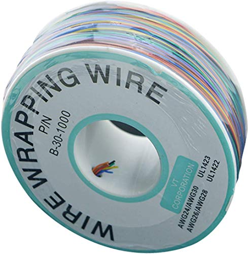 RilexAwhile 0.25mm Red Yellow Blue Green White Black Purple Tin-Plated Copper Wire-Wrapping Wire 30AWG 305M /1000ft