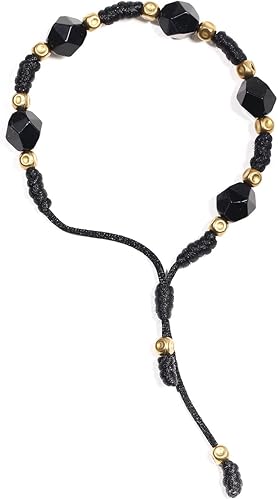 Miniatura 4 de JEWME Pulsera de obsidiana negra natural para hombre, 0.472in, ajustable, terapia magnética, con cuentas de transferencia de cobre, hecho a mano,