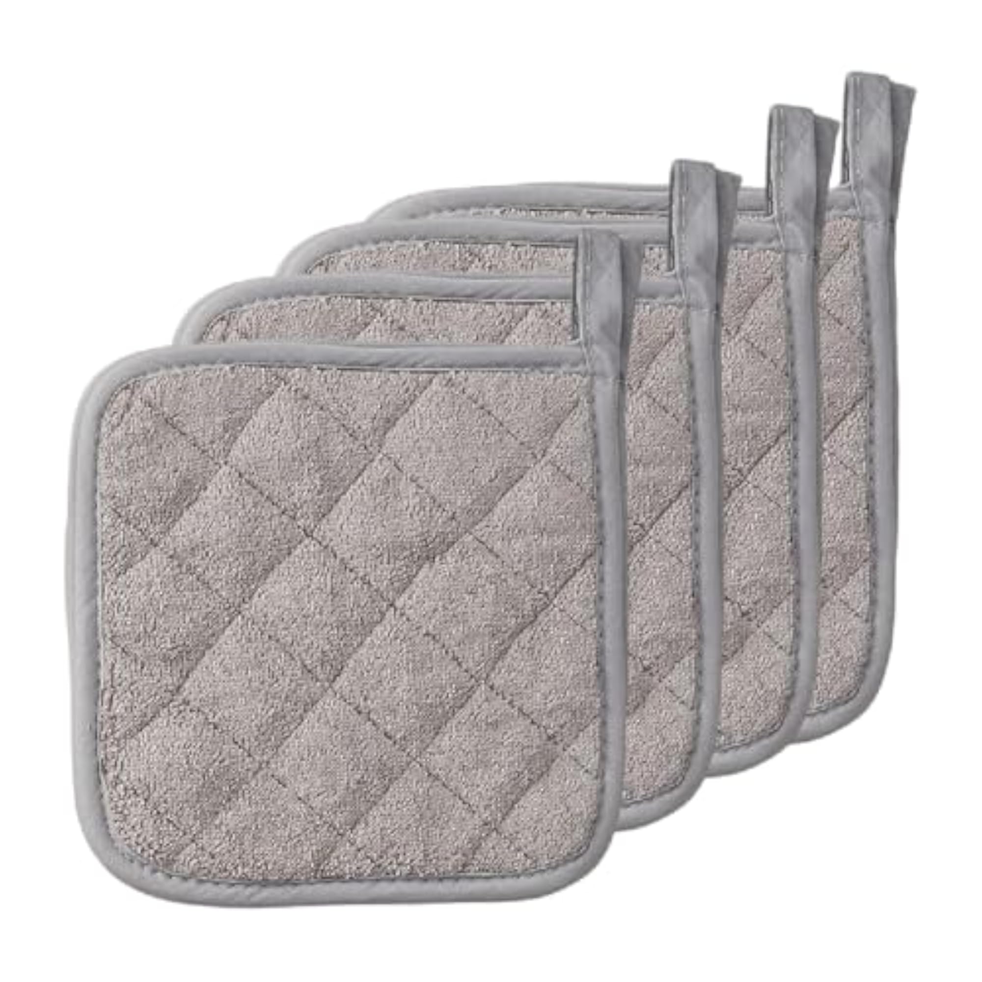4 Pieces Kitchen Pot Holders Machine Washable Gray