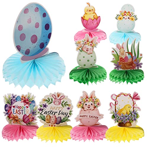 Didiseaon 9 Piezas Decoraciones De Nido De Abeja De Pascua Huevo De Pascua Conejito Adornos De Mesa De Fiesta En Casa Centros De Mesa De Fiesta para Niños Bolas De Nido De Abeja 3D