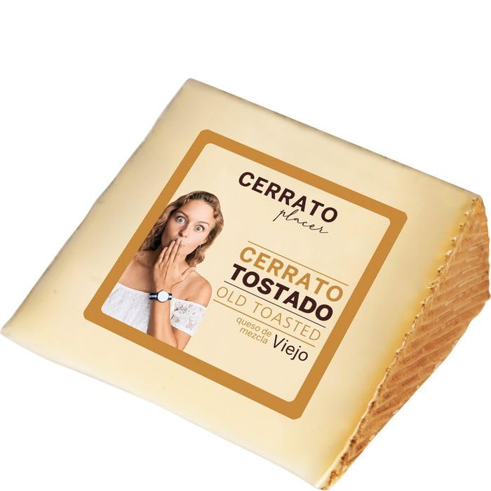 Queso Tostado Viejo Cerrato 225 g Aprox – Queso Curado Español Ya Cortado – Sabor Intenso y Textura Firme – Ideal para Tapas y Aperitivos