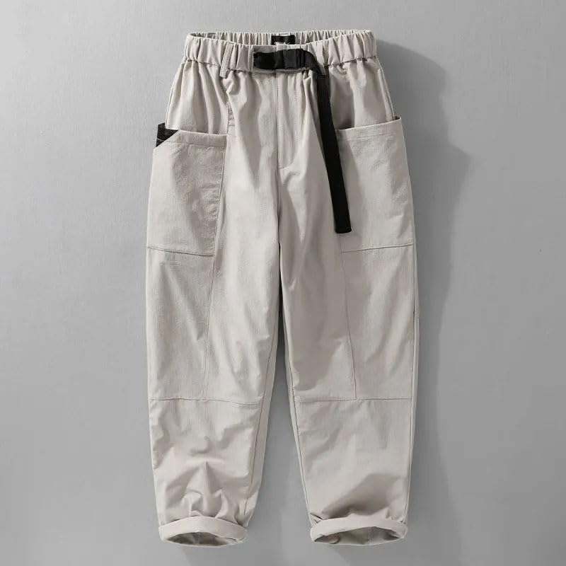 Spring Summer Men's Casual Pants,Workwear Pant,Loose Pockets, Drawstring Men Trouser2