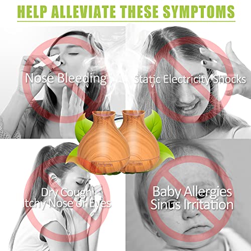 Bzseed Aromatherapy Essential Oil Diffuser,2 Pcs Humidifier With 550Ml Lasting Mist Output Waterless Auto-Off Ultrasonic Diffusers 7 Color Led Lights Cool Mist Humidifier For Large Room, Home #TOP4