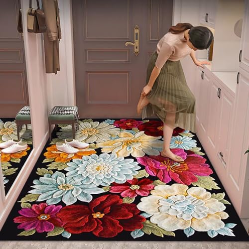 Tapete decorativo floral moderno 3'x5' rectangular miniatura 2