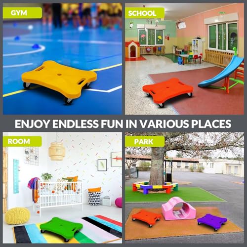 Image of GISCO Sports Sitting Scooter Board with Handles for Kids & Children (Blue) | Plastic | Flat Sitting Scooter with Casters for Kids | Gym Activities Equipment Elementary School