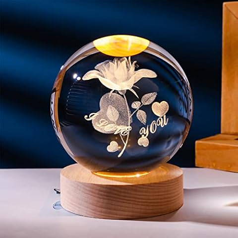 3D Rose Crystal Ball Night Light Gift Cover