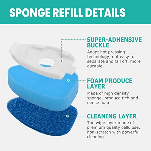 Image of Dish Wand Refills with Hole, Non-Scratch Dishwand Refill Replacement Sponge | Fits Scrub Soap Control Handle, Heavy Duty Bulk Sponges Heads 12Pcs, Dispensing Scrubbers for Kitchen Dishwasher Cleaning Tub