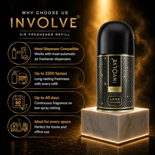 Image of Involve Luxe Combo - Aqua Cool & Festiva - Pack 2 | Automatic Room Fresheners Refill | 2200 Sprays Guaranteed | Lasts up to 60 days (225ml * 2) | Automatic Home Fresheners | Long Lasting Fragrance