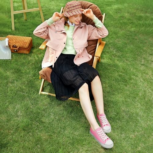 Image of Adokoo Canvas Tennis Shoes for Women Low Top Casual White Black Sneakers for Women Lace Up Fashion Comfortable Walking Shoes