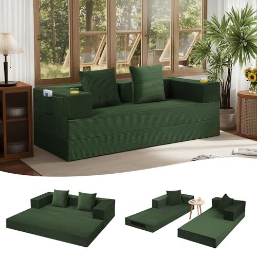 Image of COMAX Futon Sofa Bed, Convertible Sofa Bed, Folding Boneless Couches | Boneless Couch for living room, 4‑in‑1 Fold Out Small Foldable Loveseat Floor Sleeper Mattress Lounge Space‑Saving