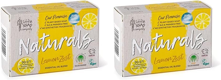 Naturals Range - Bar Soap | Vegan, Cruelty Free, No SLS or Parabens, Refreshing Cleansing Soap bar, Natural Eco Friendly Body & Hand Soap, 100g (Lemon Zest) (Pack of 2)
